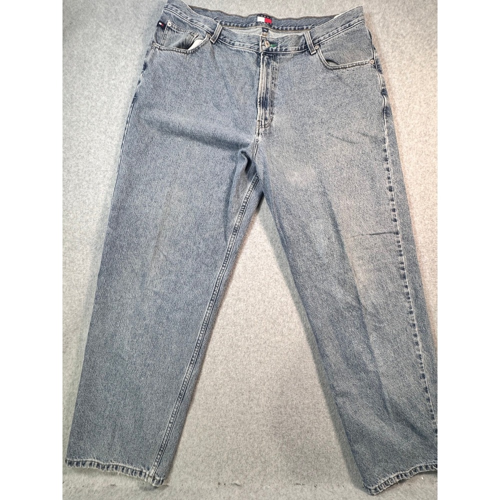 Tommy Hilfiger Vintage Mens Straight Leg Denim Jeans Light Wash 42x32 Blue